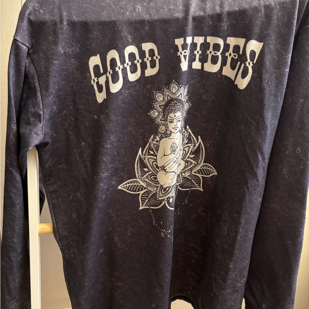 Black Long Sleeve 'Good Vibes' Shirt